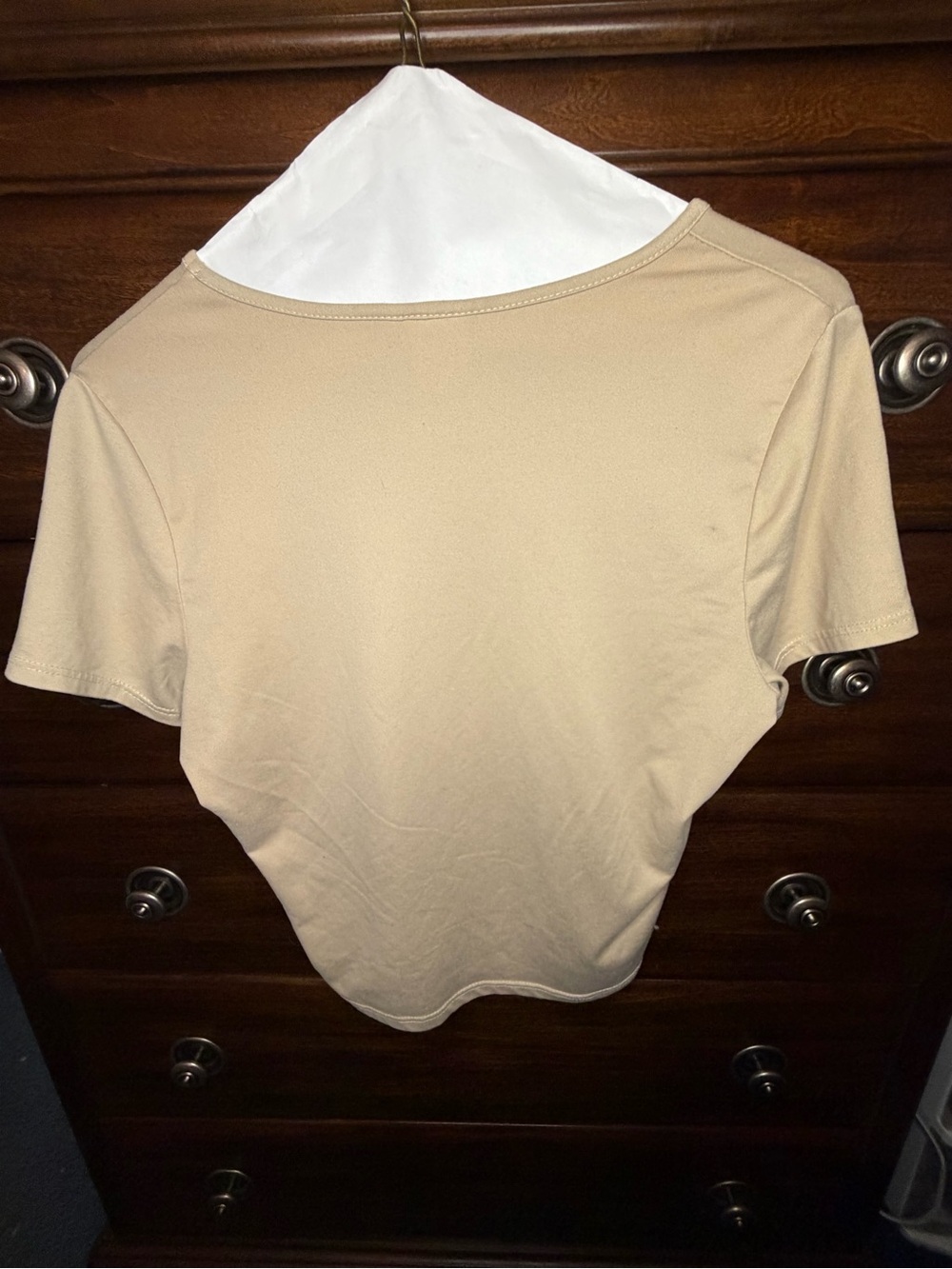 Women's Short Sleeve Scoop Neck Tee - Beige - Picture 2 of 2